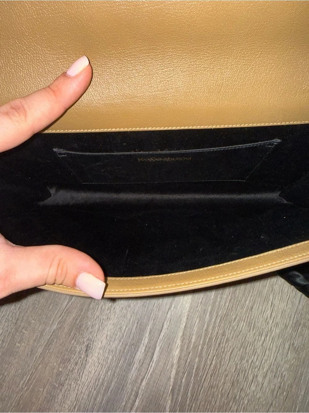 Yves Saint Laurent Camel Leather Embossed YSL Clutch - Picture 6 of 9